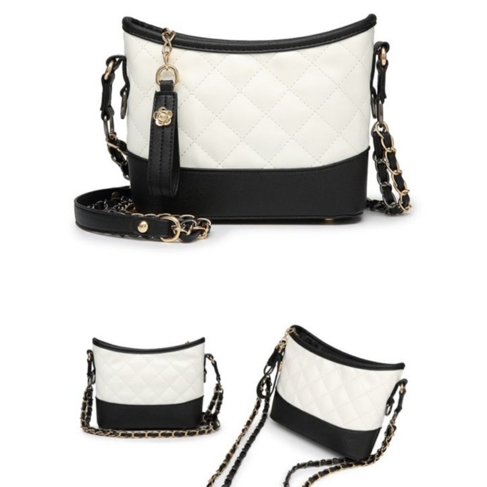 Quilted Black & White Color-block Shoulder Bag